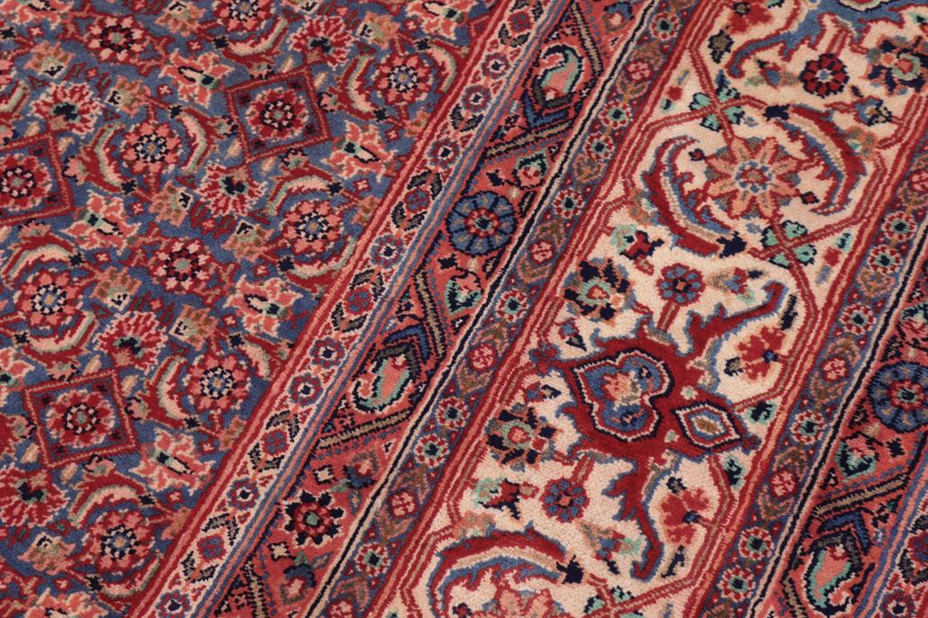 handmade Traditional Tabriz Blue Beige Hand Knotted RECTANGLE 100% Wool Pile area rug 7x10