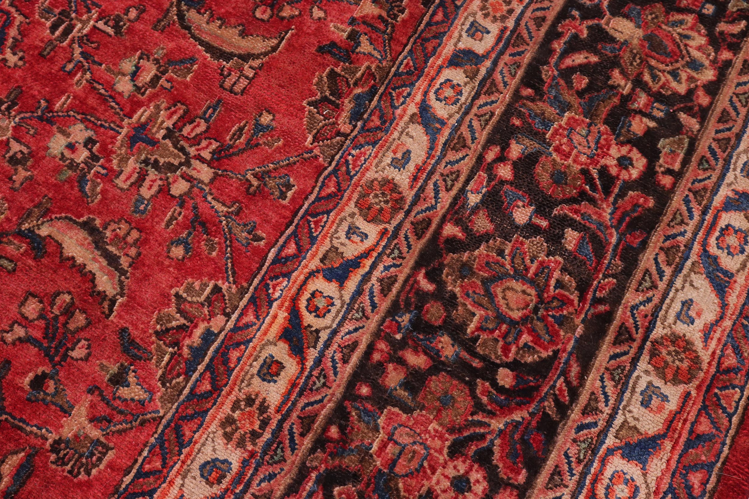 handmade Vintage Kashan Red Brown Hand Knotted RECTANGLE 100% WOOL area rug 9' x 12'