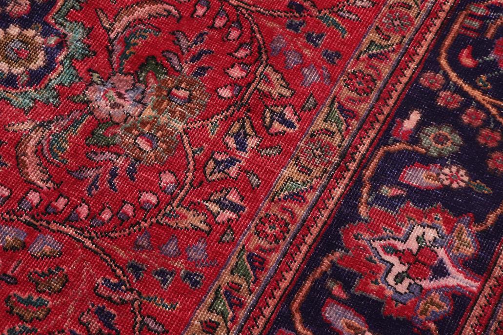 Traditional handmade Persian vintage distressed Red Blue Hand Knotted RECTANGLE 100% WOOL area rug 7 x 10