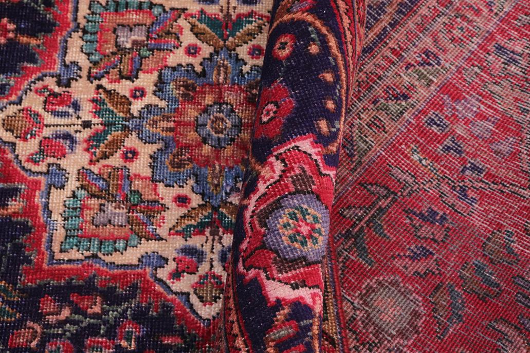 Traditional handmade Persian vintage distressed Red Blue Hand Knotted RECTANGLE 100% WOOL area rug 7 x 10