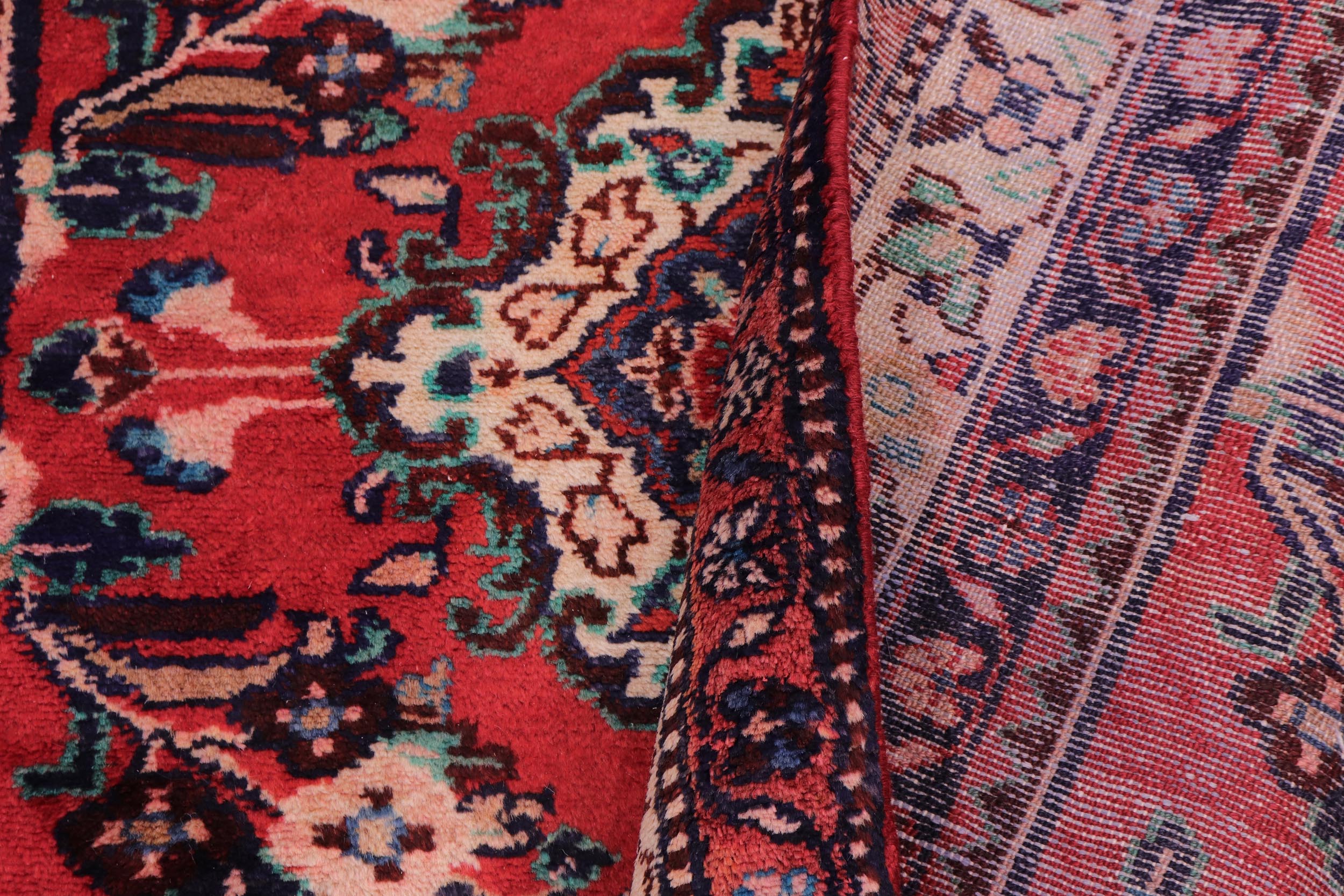 handmade Traditional Kashan Red Beige Hand Knotted RUNNER 100% WOOL area rug 3 x 9