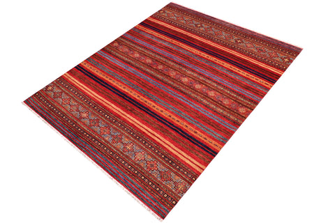 handmade Geometric Kurjean Red Blue Hand Knotted RECTANGLE 100% WOOL area rug 8x10