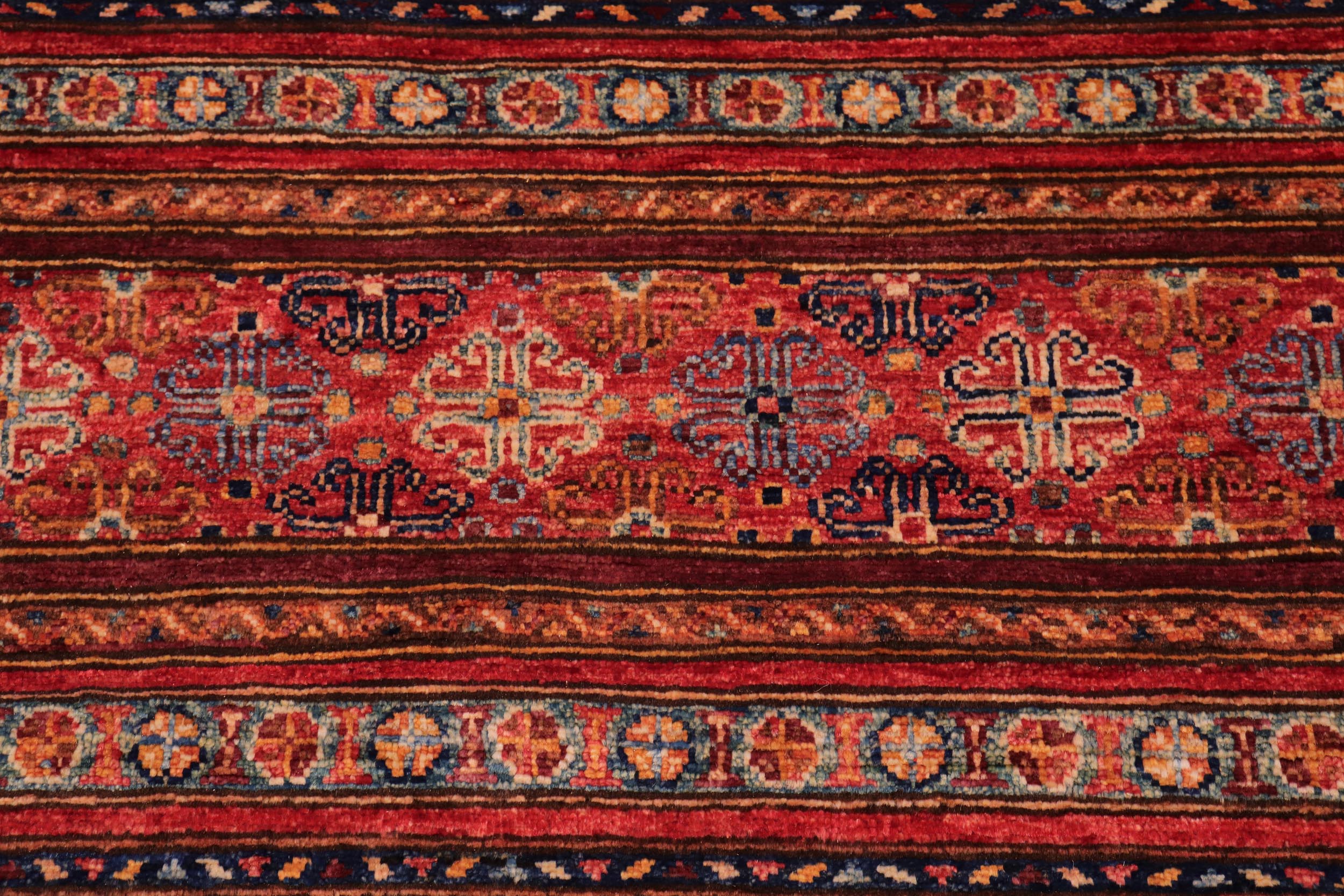 handmade Geometric Kurjean Red Blue Hand Knotted RECTANGLE 100% WOOL area rug 8x10