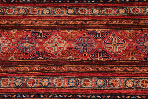 handmade Geometric Kurjean Red Blue Hand Knotted RECTANGLE 100% WOOL area rug 8x10