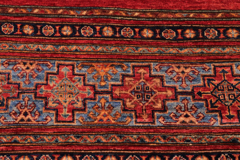 handmade Geometric Kurjean Red Blue Hand Knotted RECTANGLE 100% WOOL area rug 8x10