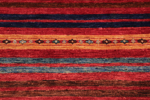 handmade Geometric Kurjean Red Blue Hand Knotted RECTANGLE 100% WOOL area rug 8x10