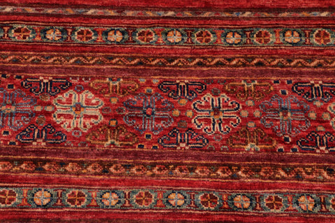 handmade Geometric Kurjean Red Blue Hand Knotted RECTANGLE 100% WOOL area rug 8x10