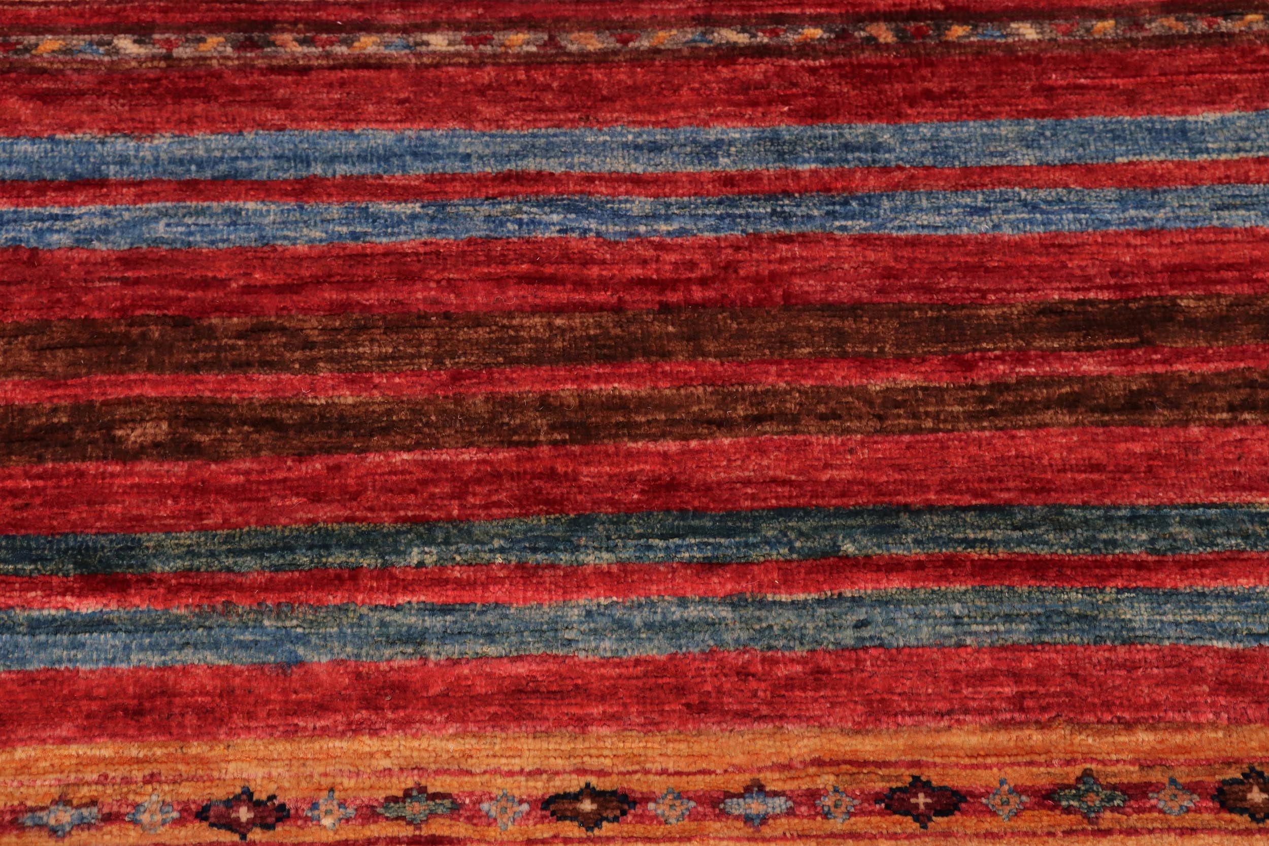 handmade Geometric Kurjean Red Blue Hand Knotted RECTANGLE 100% WOOL area rug 8x10