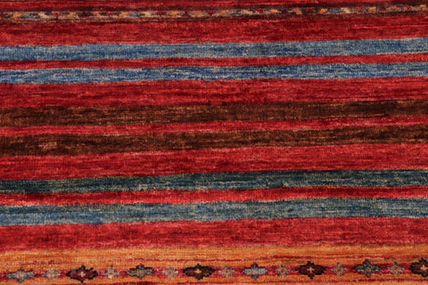 handmade Geometric Kurjean Red Blue Hand Knotted RECTANGLE 100% WOOL area rug 8x10