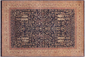9x12 hand knotted Pak Persian wool rug in blue and tan - Kashan Pak-Persian Maude