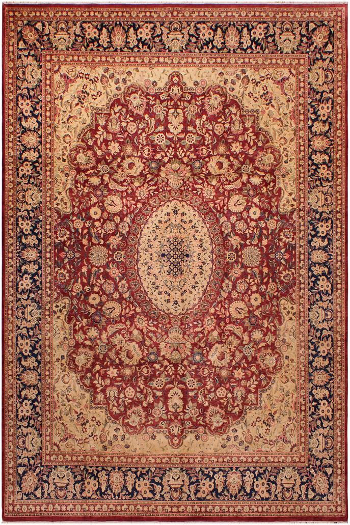 Traditional Hussani Jenifer Red Blue Hand Knotted Area rugs 9 x 11