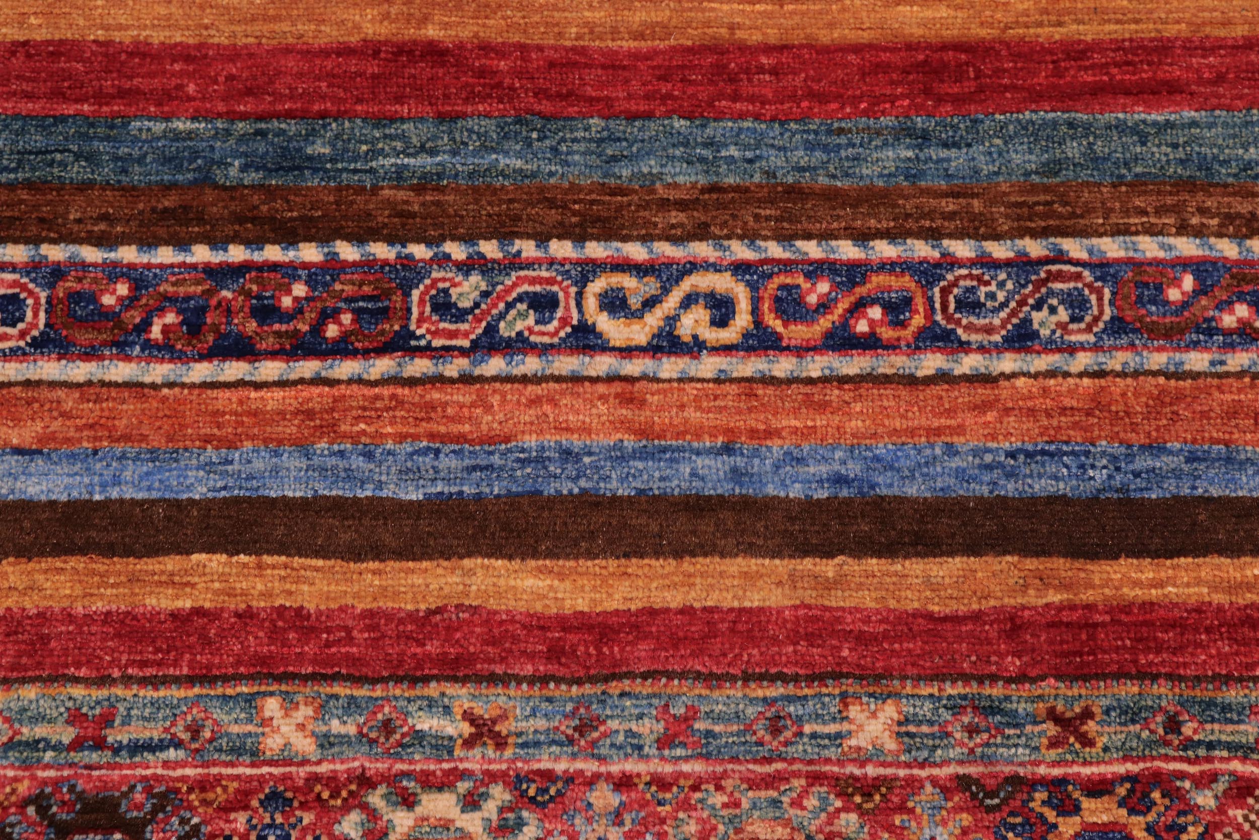 handmade Geometric Kurjean Red Blue Hand Knotted RECTANGLE 100% WOOL area rug 8x10