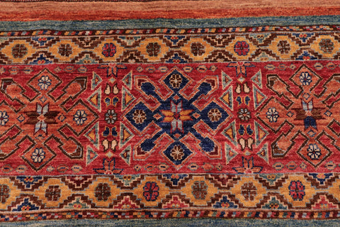 handmade Geometric Kurjean Red Blue Hand Knotted RECTANGLE 100% WOOL area rug 8x10