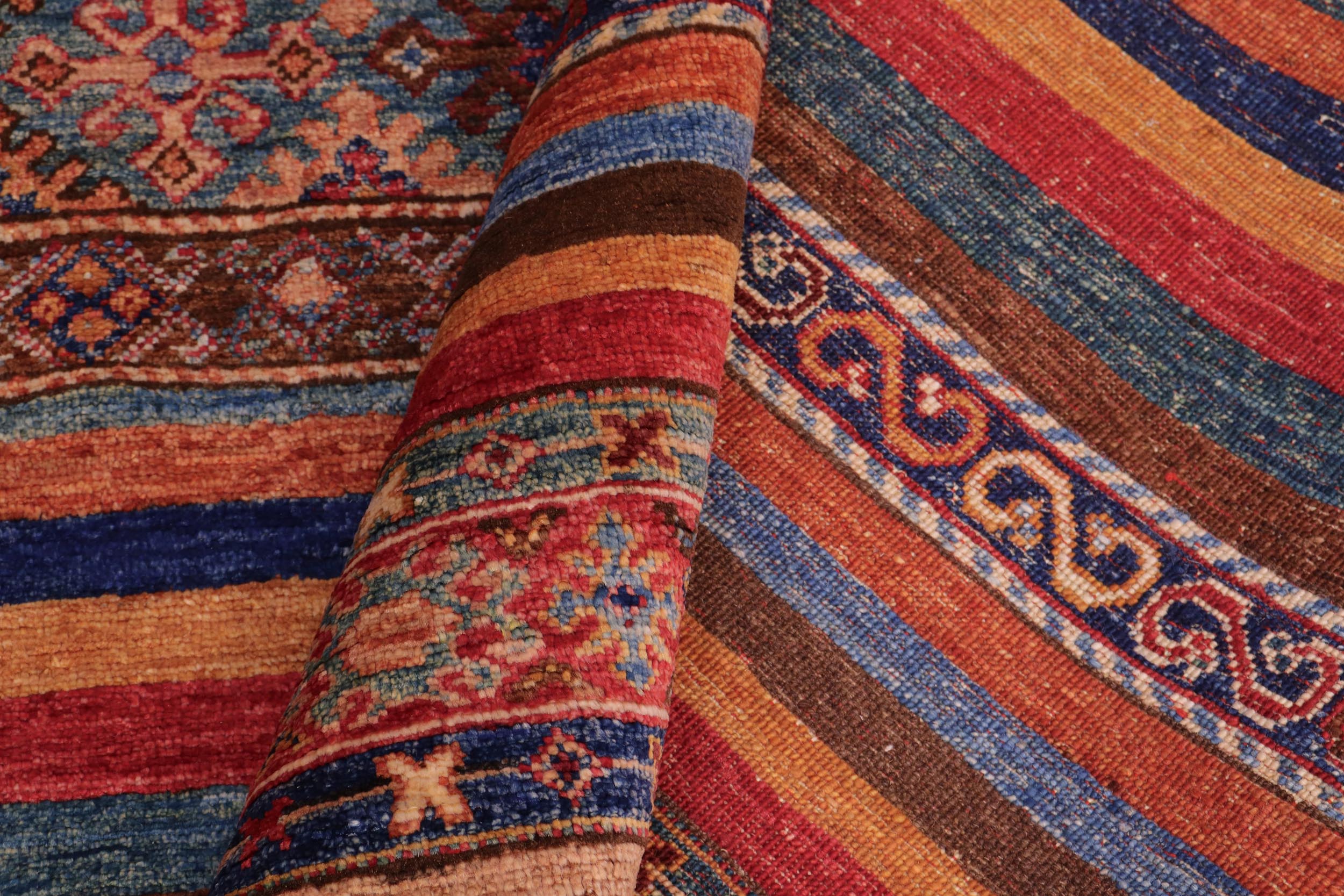 handmade Geometric Kurjean Red Blue Hand Knotted RECTANGLE 100% WOOL area rug 8x10