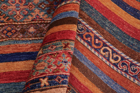 handmade Geometric Kurjean Red Blue Hand Knotted RECTANGLE 100% WOOL area rug 8x10