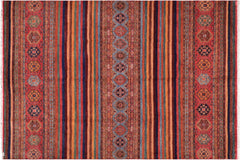 handmade Geometric Kurjean Red Blue Hand Knotted RECTANGLE 100% WOOL area rug 9x12