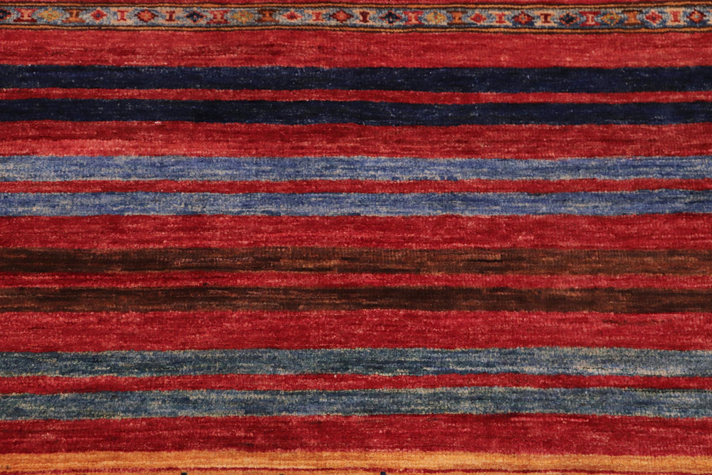 handmade Geometric Kurjean Red Blue Hand Knotted RECTANGLE 100% WOOL area rug 9x13