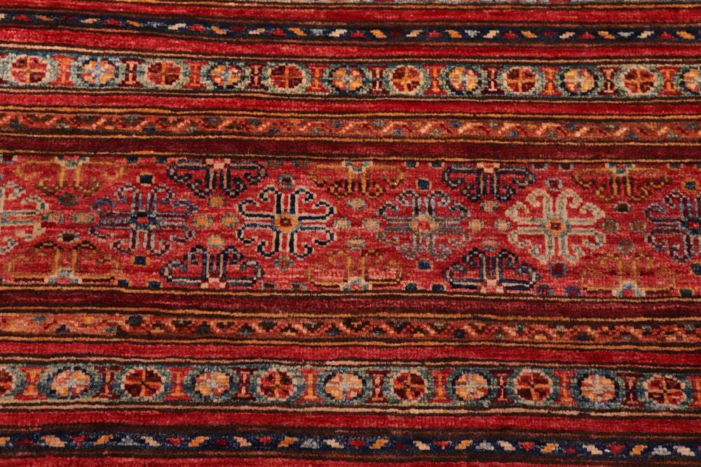 handmade Geometric Kurjean Red Blue Hand Knotted RECTANGLE 100% WOOL area rug 9x13