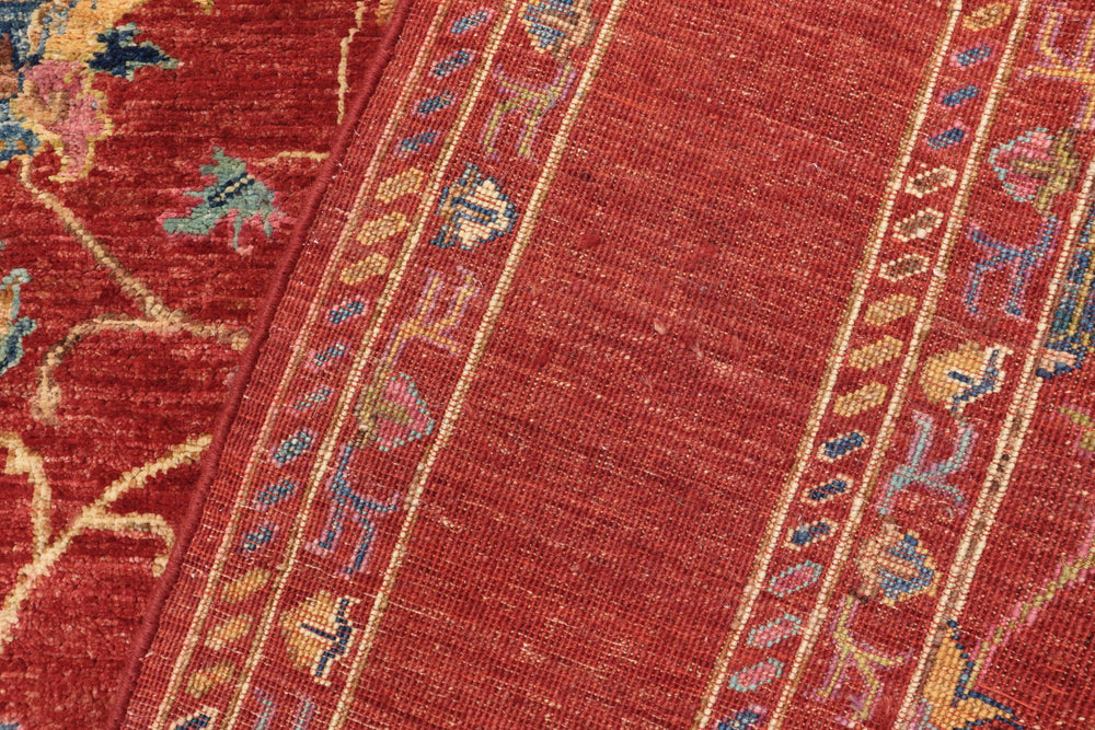 handmade Geometric Kurjean Red Blue Hand Knotted RECTANGLE 100% WOOL area rug 6x8