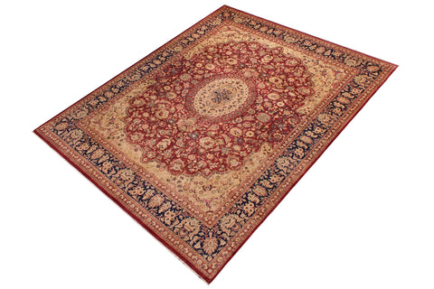 handmade Traditional Hussani Red Blue Hand Knotted RECTANGLE 100% WOOL area rug 9x11