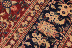 Vintage Persian Hussani Jenifer Red/Blue Wool Rug - 9'1'' x 11'4''