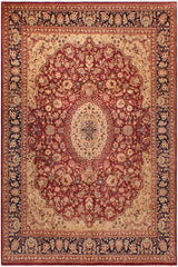 Traditional Hussani Jenifer Red Blue Hand Knotted Area rugs 9 x 11