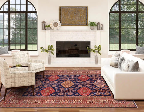 handmade Geometric Super Kazak Blue Beige Hand Knotted RECTANGLE 100% WOOL area rug 8' x 10'