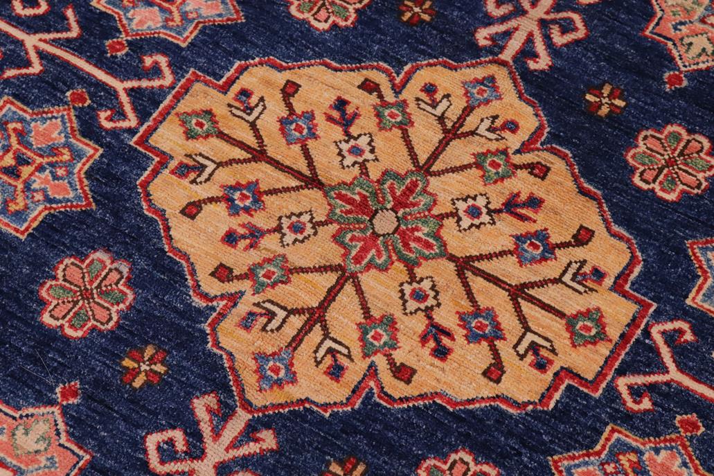 handmade Geometric Super Kazak Blue Beige Hand Knotted RECTANGLE 100% WOOL area rug 8 x 10