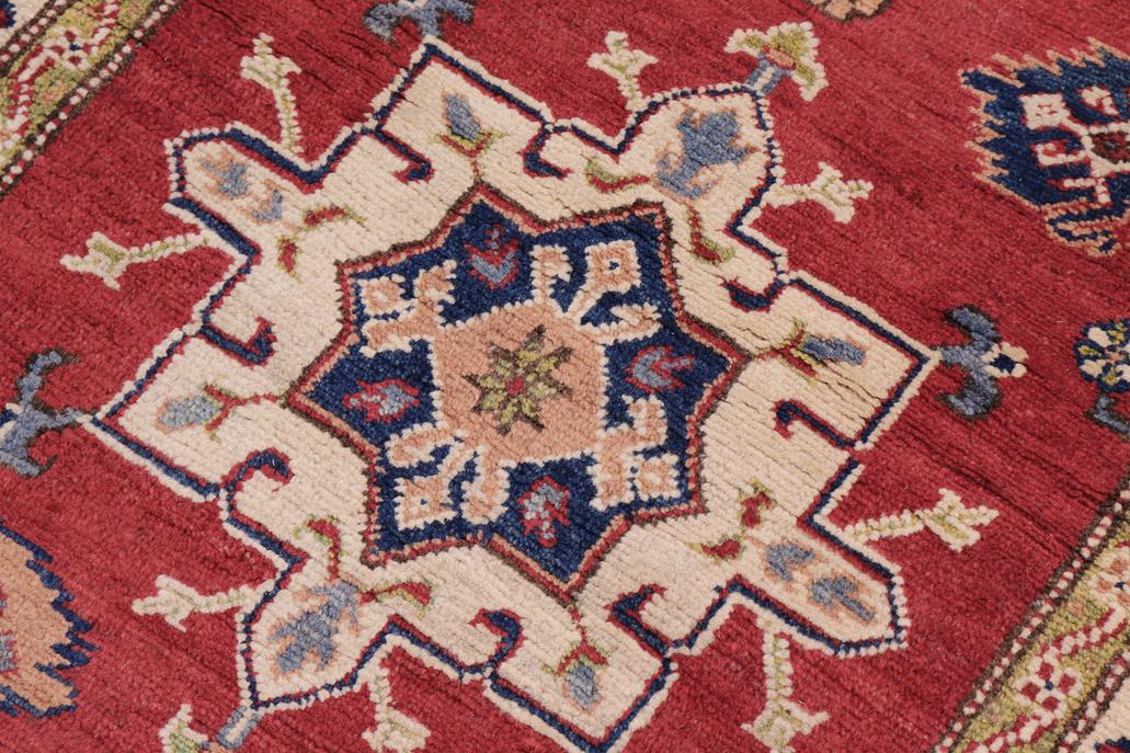 handmade Geometric Kazak Red Beige Hand Knotted RUNNER 100% WOOL area rug 3x10