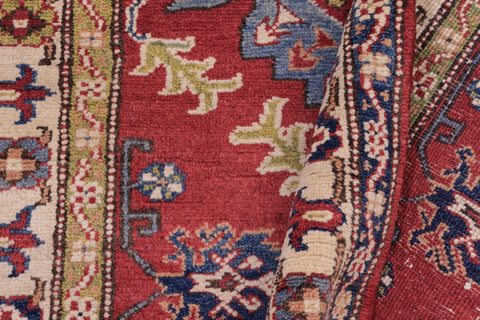 handmade Geometric Kazak Red Beige Hand Knotted RUNNER 100% WOOL area rug 3x10