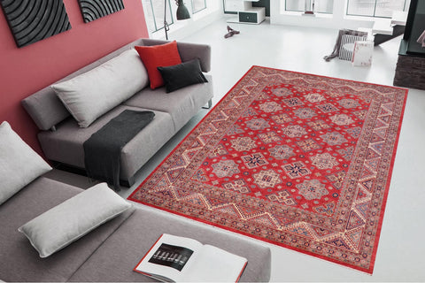 handmade Geometric Super Kazak Red Beige Hand Knotted RECTANGLE 100% WOOL area rug 12' x 15'