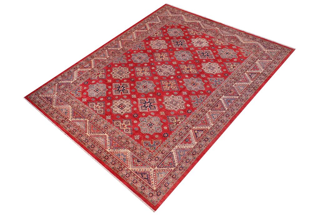 handmade Geometric Super Kazak Red Beige Hand Knotted RECTANGLE 100% WOOL area rug 12 x 15
