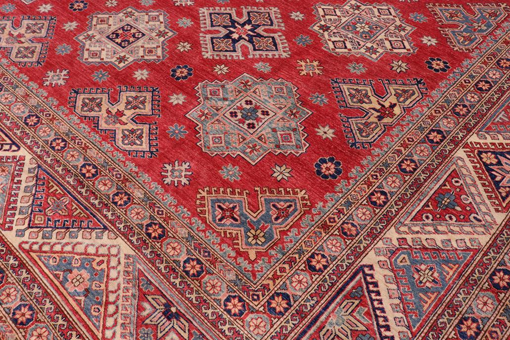 handmade Geometric Super Kazak Red Beige Hand Knotted RECTANGLE 100% WOOL area rug 12 x 15