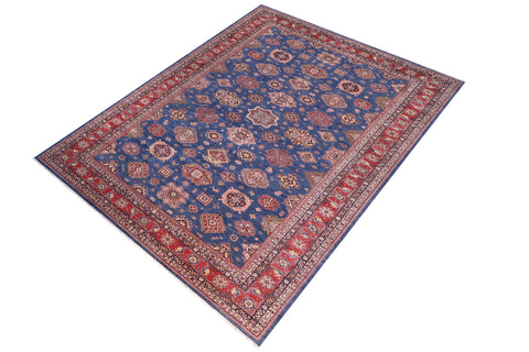 handmade Geometric Super Kazak Blue Red Hand Knotted RECTANGLE 100% WOOL area rug 12' x 16'