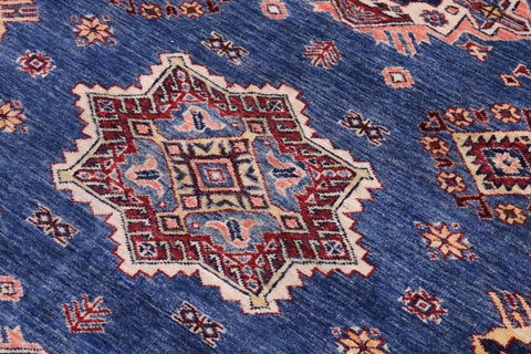 handmade Geometric Super Kazak Blue Red Hand Knotted RECTANGLE 100% WOOL area rug 12' x 16'
