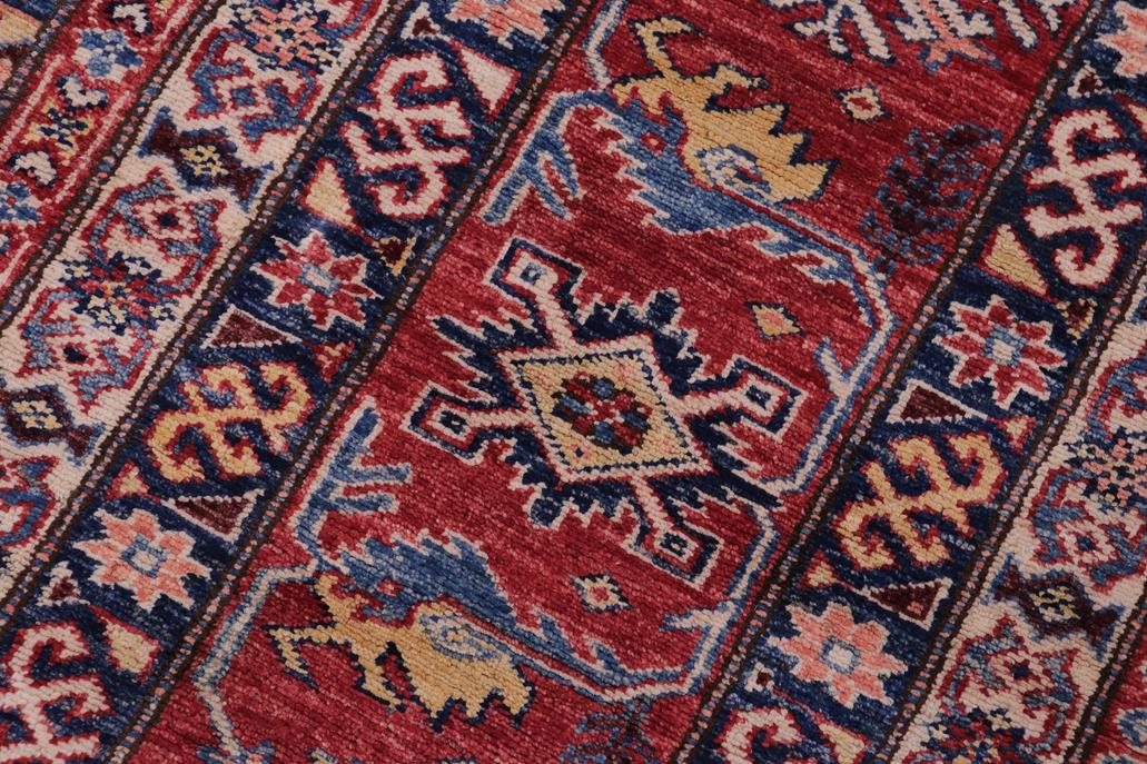 handmade Geometric Super Kazak Blue Red Hand Knotted RECTANGLE 100% WOOL area rug 12 x 16