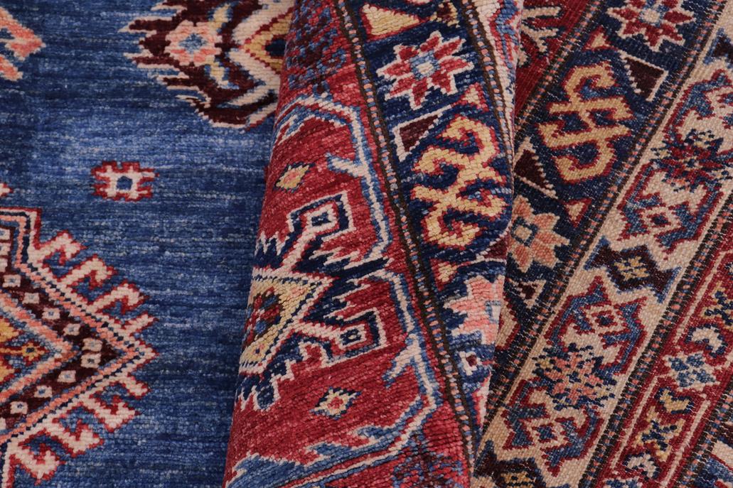 handmade Geometric Super Kazak Blue Red Hand Knotted RECTANGLE 100% WOOL area rug 12 x 16