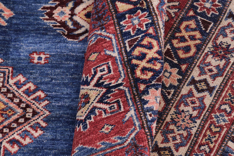 handmade Geometric Super Kazak Blue Red Hand Knotted RECTANGLE 100% WOOL area rug 12' x 16'