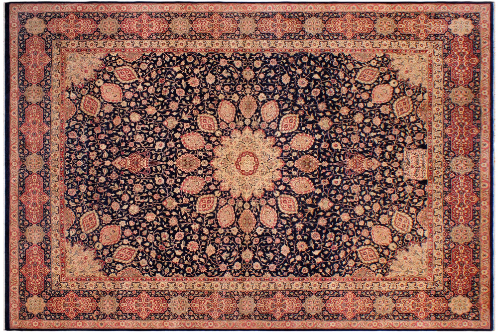 handmade Traditional Ardbeel Blue Red Hand Knotted RECTANGLE 100% WOOL area rug 9x12