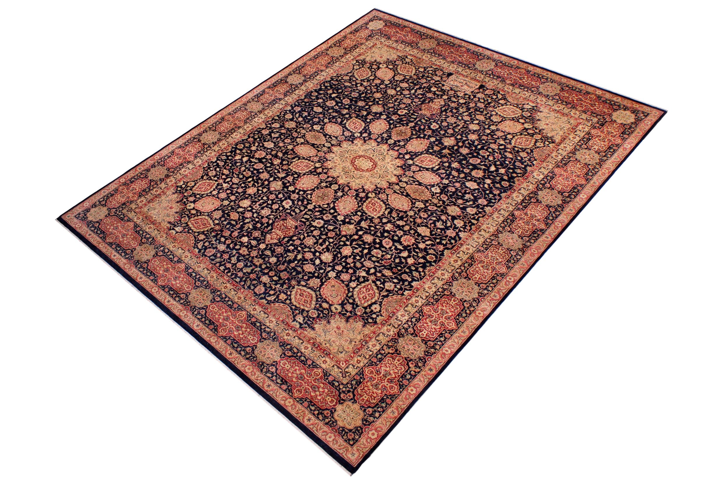 handmade Traditional Ardbeel Blue Red Hand Knotted RECTANGLE 100% WOOL area rug 9x12