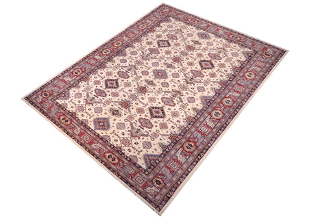 handmade Geometric Super Kazak Beige Red Hand Knotted RECTANGLE 100% WOOL area rug 12' x 16'