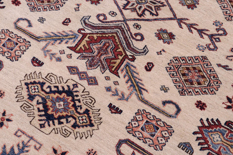 handmade Geometric Super Kazak Beige Red Hand Knotted RECTANGLE 100% WOOL area rug 12' x 16'