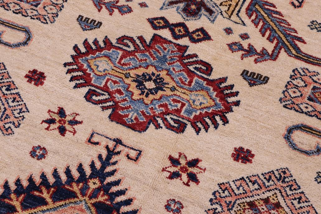 handmade Geometric Super Kazak Beige Red Hand Knotted RECTANGLE 100% WOOL area rug 12 x 16