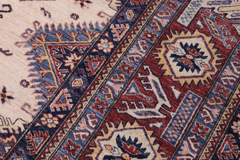 handmade Geometric Super Kazak Beige Red Hand Knotted RECTANGLE 100% WOOL area rug 12' x 16'