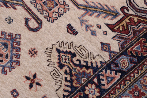 handmade Geometric Super Kazak Beige Red Hand Knotted RECTANGLE 100% WOOL area rug 12' x 16'