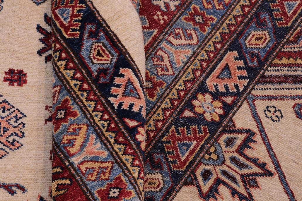 handmade Geometric Super Kazak Beige Red Hand Knotted RECTANGLE 100% WOOL area rug 12 x 16
