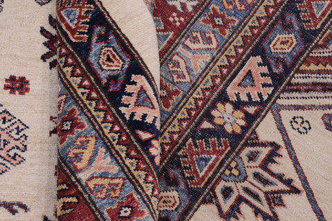 handmade Geometric Super Kazak Beige Red Hand Knotted RECTANGLE 100% WOOL area rug 12' x 16'