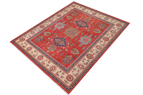 handmade Geometric Kazak Red Beige Hand Knotted RECTANGLE 100% WOOL area rug 10'X14'