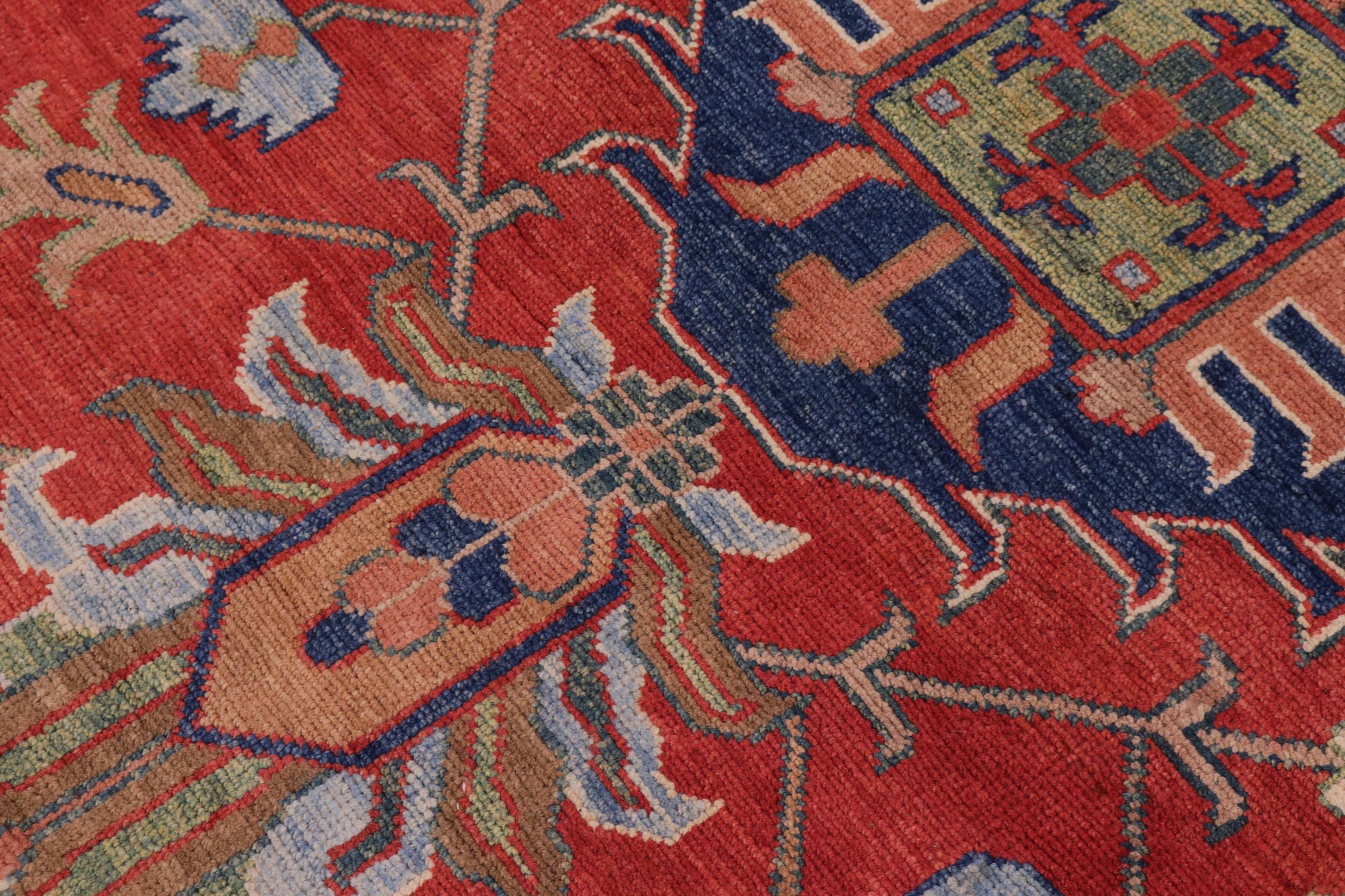 handmade Geometric Kazak Red Beige Hand Knotted RECTANGLE 100% WOOL area rug 10'X14'