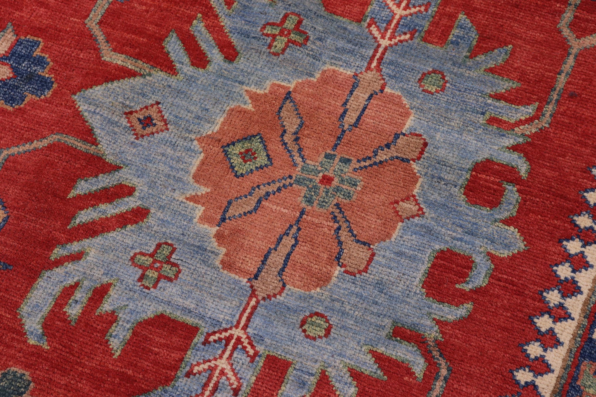 handmade Geometric Kazak Red Beige Hand Knotted RECTANGLE 100% WOOL area rug 10'X14'